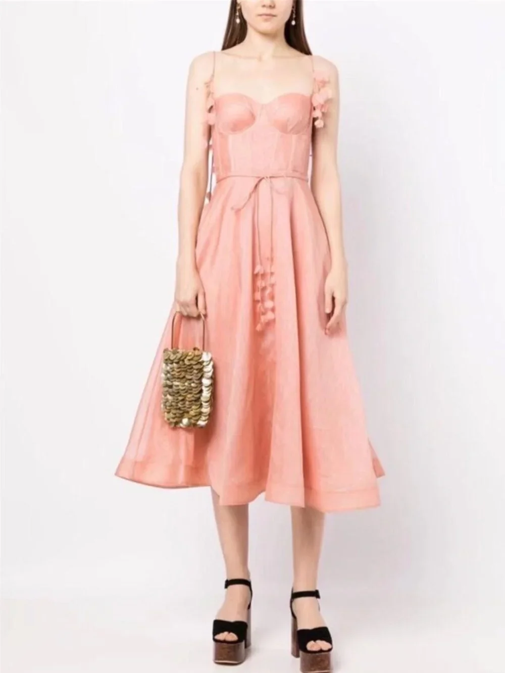 Zimmermann Pink Bustier Floral Strap Midi Dress Size 0 - Picture 2 of 9